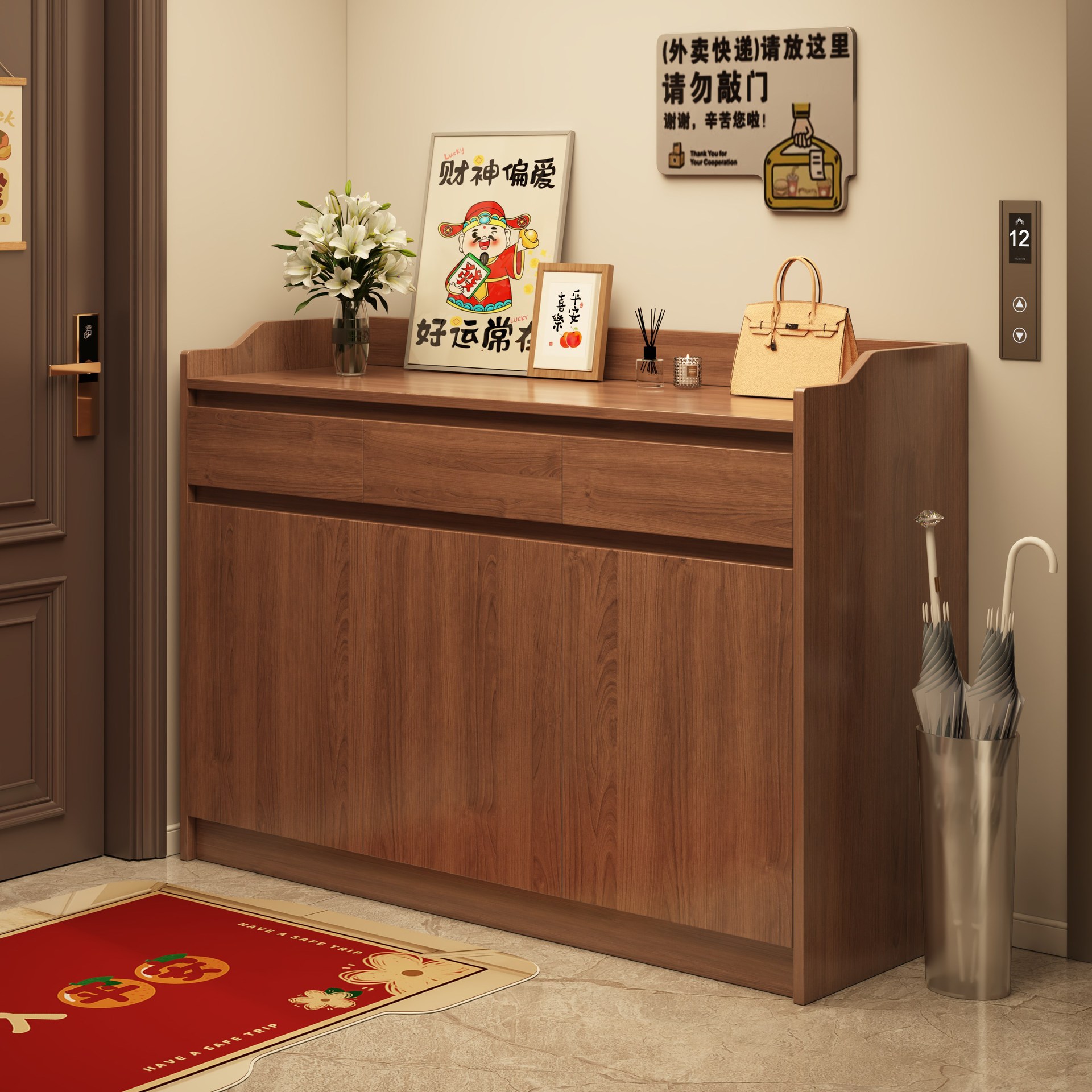 Hallway Shoe Cabinet for Home Entrance Corridor, New 2026 Hot Model, Large Capacity Entryway Storage Cabinet, Solid Wood Shoe Rack