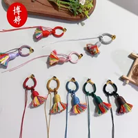 Тибетская хлопковая нить с кисточкой, кольцо с узлом Ваджра, брелок, пятицветная веревка, кулон, сделай сам, ручная работа, браслет из веревки, ювелирные изделия