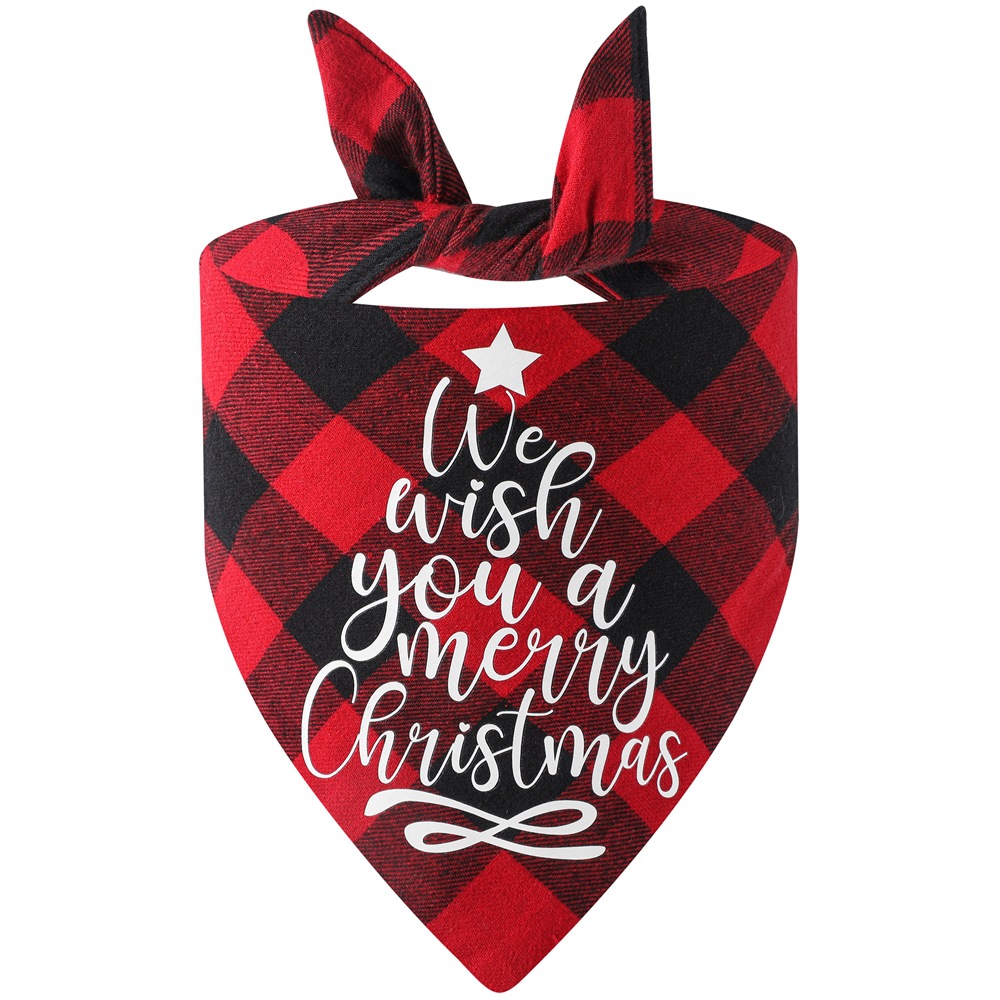 Los fabricantes nuevos transfronterizos de algodón a cuadros toalla triangular perro Toalla de saliva