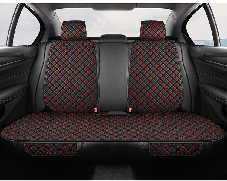 Cross-Border Popular Car Seat Cushion, Universal for All Seasons, Tie-Free Anti-Slip Three-Piece Set, Five-Seat Linen Seat Cushion, Drop Shipping