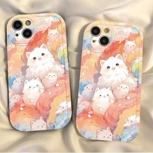 云朵猫咪适用iphone17卡通手机壳苹果16promax可爱15pro全包14/13