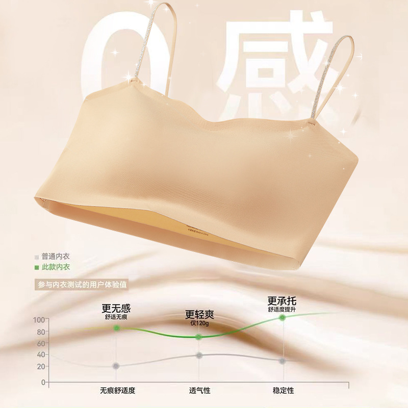 Ropa interior de tubo con tirantes finos para hombros descubiertos para mujer, estilo fino de verano, pecho pequeño, estudiantes universitarios, base líquida invisible, sujetador femenino