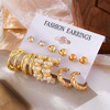 Cute earrings, diamond small set white jade, 12 pair, simple and elegant design