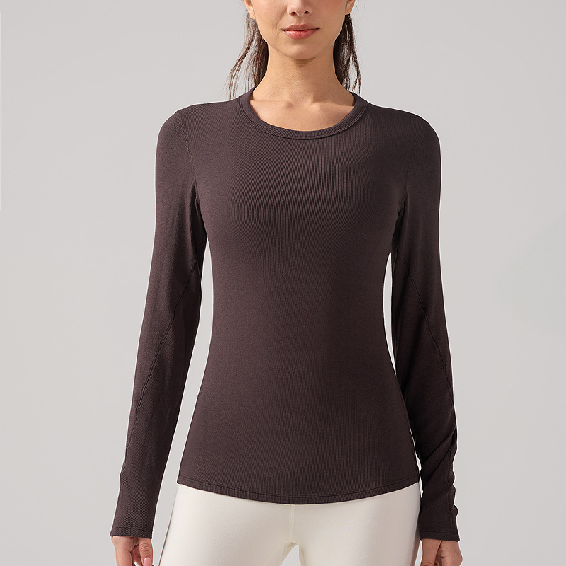 Nulr cuello redondo de manga larga mujer desnuda camiseta de fitness transpirable antibacteriana ropa de yoga de secado rápido camiseta deportiva adelgazante