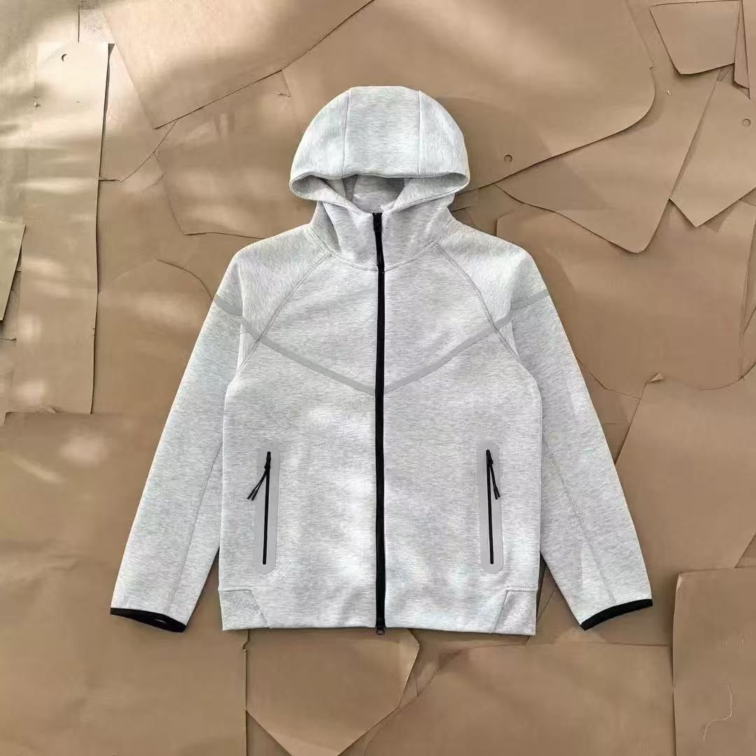 25年春秋新作ファスナーシャツスポーツカジュアルフード付きジャケット長ズボン空気層綿反射ゴムセット男