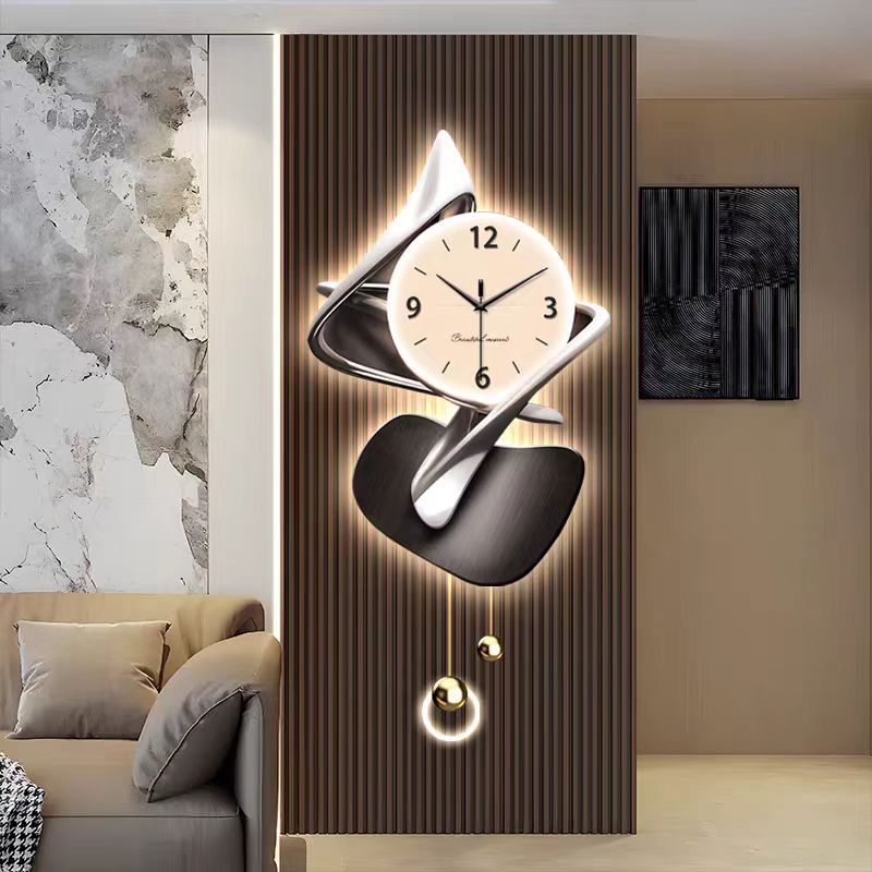 Reloj del restaurante Fu Lu led con lámparas pinturas de lujo ligeras pinturas de decoración de la sala de estar de alto nivel pinturas murales al final del pasillo