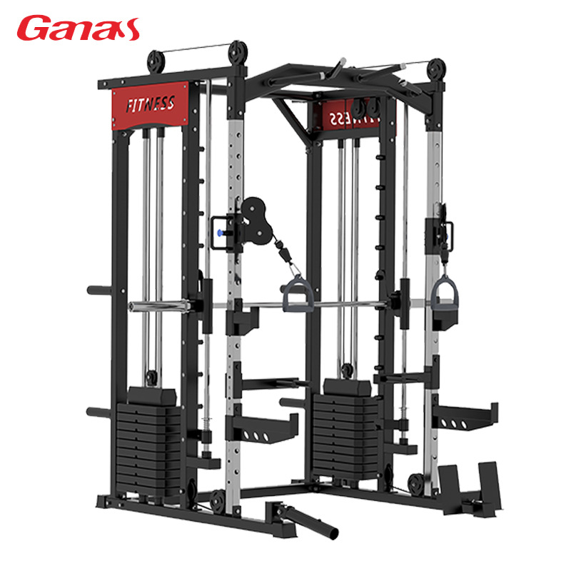 Venta directa de fábrica de equipos de fitness Smith, rack multifuncional tipo jaula, banco de press, rack para sentadillas, dispositivo de entrenamiento integral.