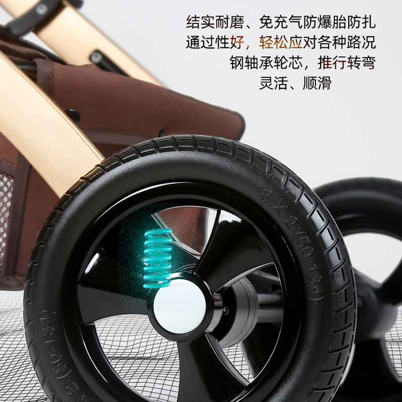 Cochecito de bebé que permite sentarse y recostarse, ligero, plegable, con vista alta, amortiguador de impactos, bidireccional, para recién nacidos y niños pequeños.