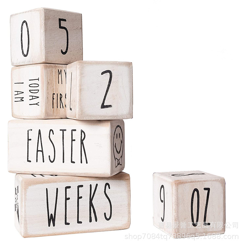 Memorial milestone wooden block milestone age block setting is baby…