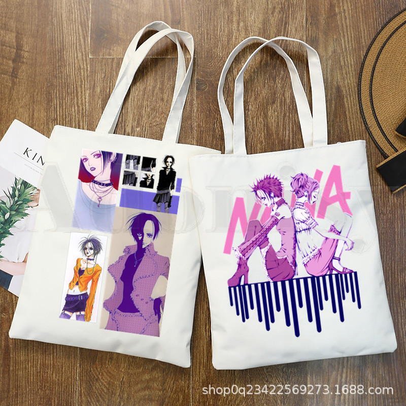 跨境外贸Nana Osaki动漫原宿印花帆布包单肩学生时尚手提袋现货