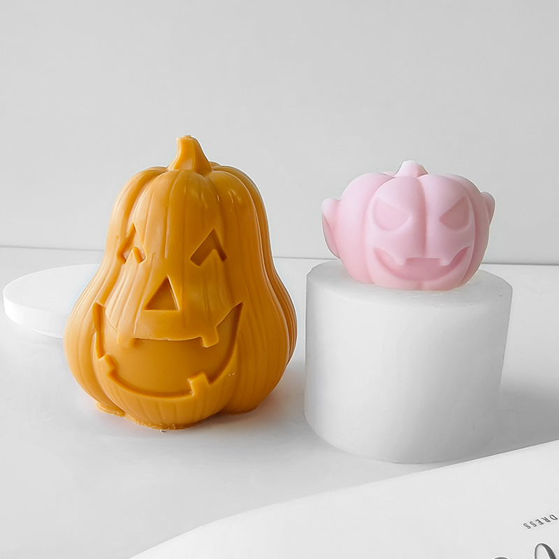 Jiahuimei calabaza cabeza Halloween vela molde DIY horror tema calabaza aromaterapia vela molde de silicona