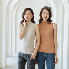 找工厂高品质中高领单层毛圈保暖背心百搭打底保暖内衣立领坎肩女