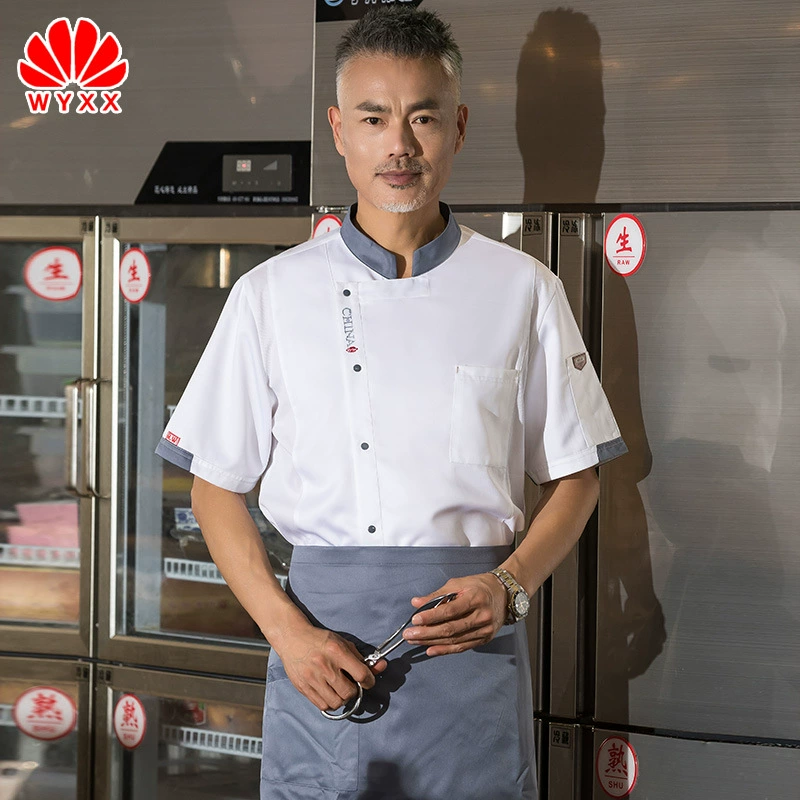 Рабочая одежда шеф-повара с короткими рукавами для гостиничной столовой Кухонный костюм Мужская и женская одежда для шеф-повара Короткая весенне-летняя одежда