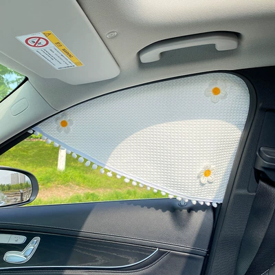 Car curtains — car interior - magnet-white-flower-pilot
