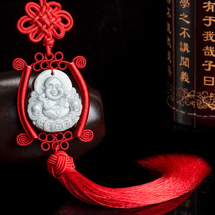 Natural A goods jadeite money Buddha high-end car accessories to ensure peace China knot long tassel car interior wholesale