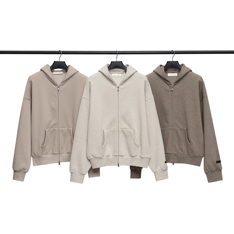 Season 9 Fog Essentials Autumn and Winter High Street Fashion Brand American Velvet Loose Hooded Zipper Sweatshirt for Men and Women