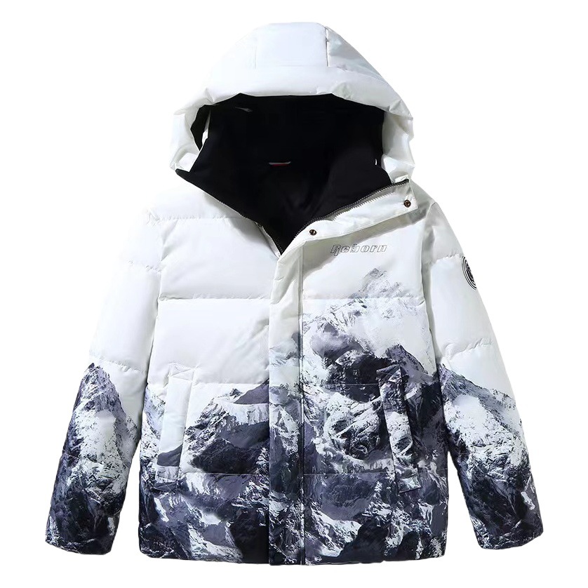 Suministro directo de fábrica invierno pareja abajo chaqueta hombres y mujeres mismo estilo nieve montaña gradiente suministro principal puesto de transmisión en vivo precio puede ser discutido