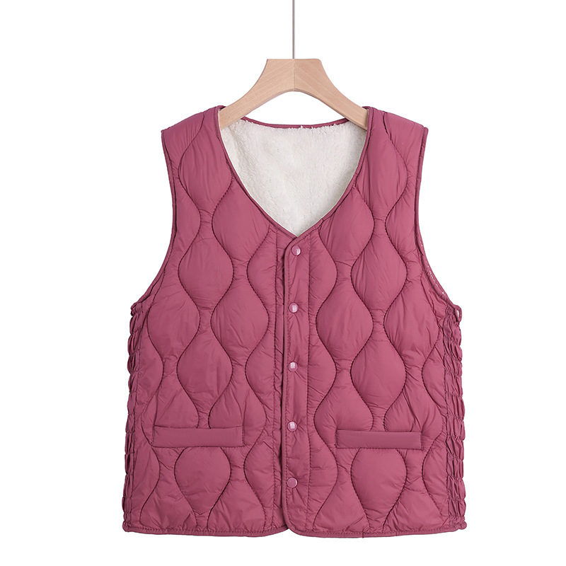 Women's Autumn and Winter Cotton Vest, Lightweight Warm Vest, Plus Size, Fleece Lined, Thick and Casual