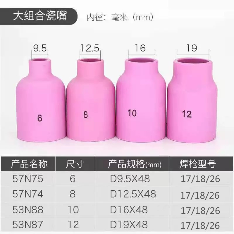 アルゴンアーク溶接磁器ノズル部品 (WP-17/18/26) 磁器ノズルメッシュ付き流体ガスケット|undefined