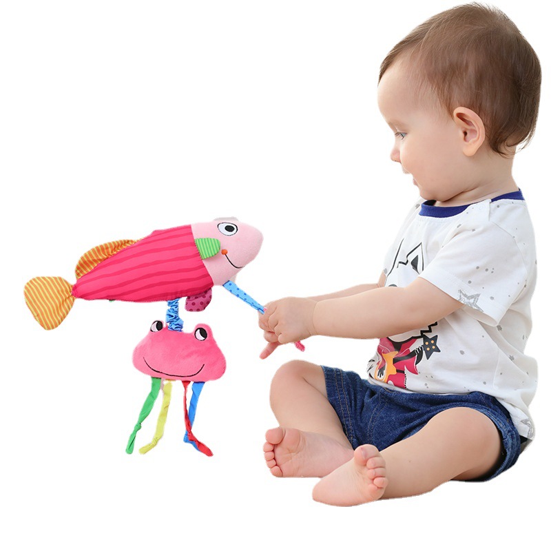 Baby Toys 0-1 Year Old Entrance Bed Bell Newborn Soothing Hanging Animal Vibration Sea Fish Baby Car Toy