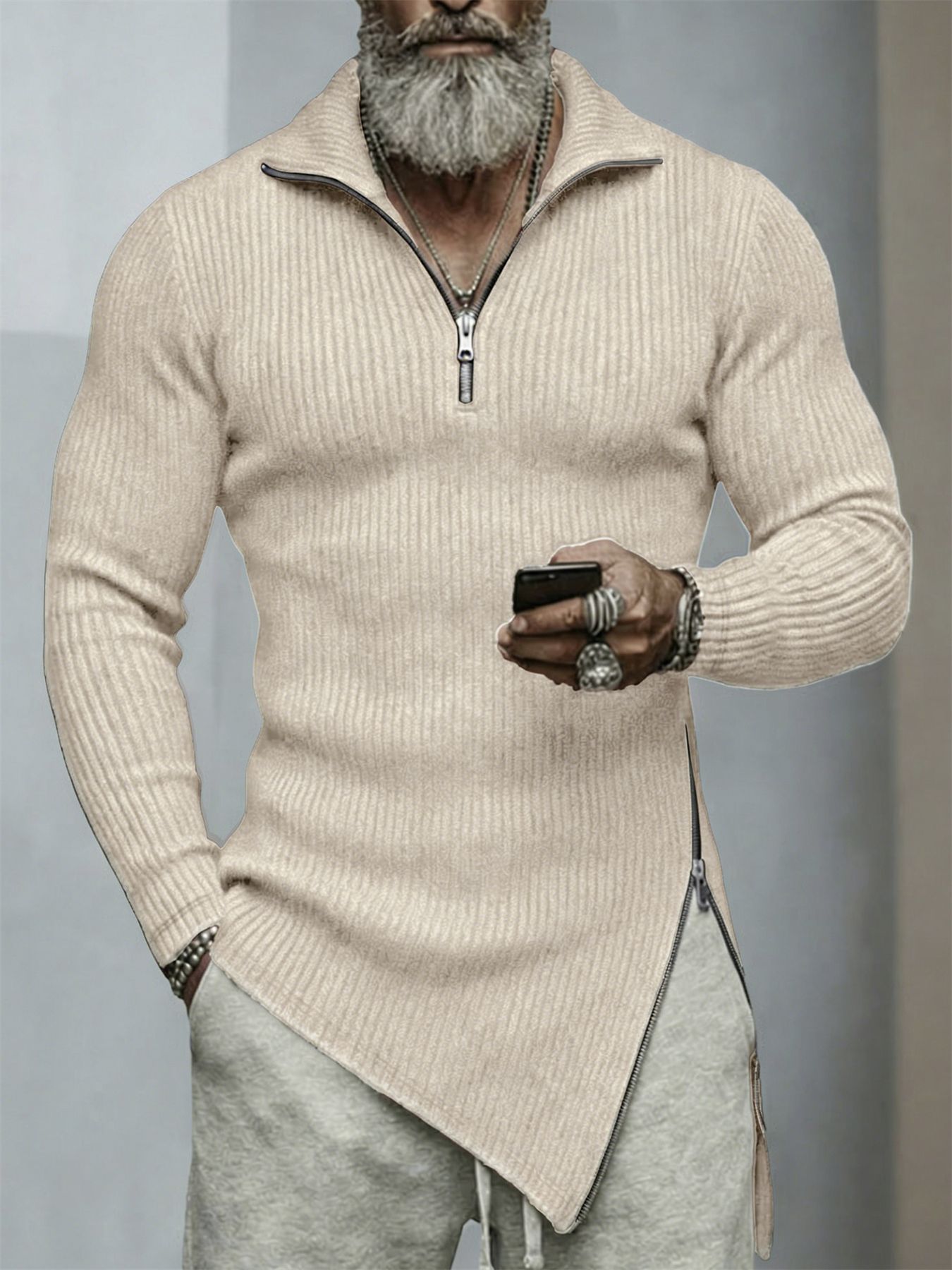 Nuevas camisetas de manga larga para hombres en otoño e invierno transfronterizos deportes ajustados elásticos ocio Fitness sólido blusa irregular para hombres