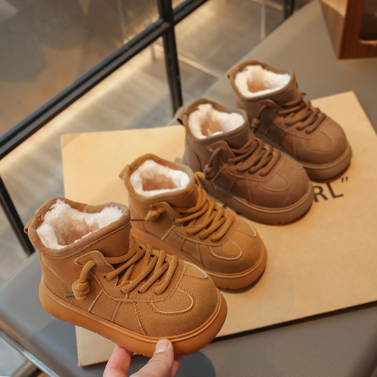 Girls' Snow Boots 2025 Winter New Children's Cotton Shoes Kapibara Big Toe Fleece Lined Thickened Parent-Child Loafers_voghion.com