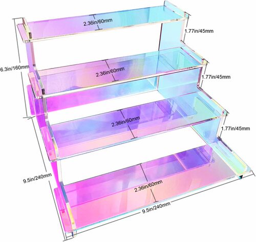 Amazon Transparent Acrylic 4-layer Colorful Ladder Rack Cosmetics Perfume Doll Cake Display Rack