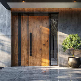 实木大门进户门户外自建房欧洲别墅中式单开门定制胡桃木免漆轻奢