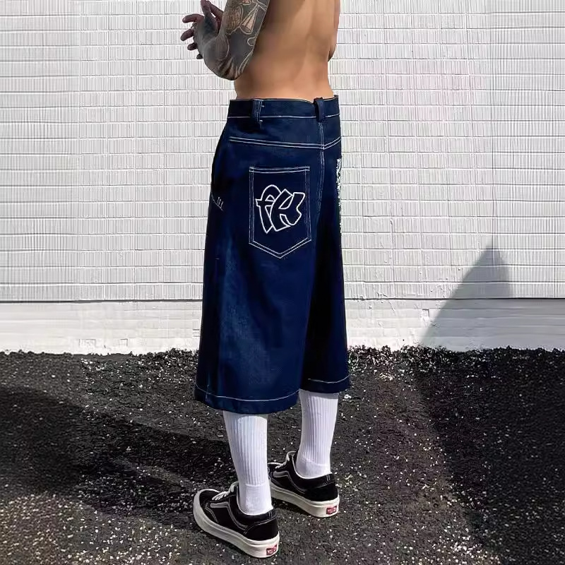 Men's Clothing Men's Trendy Loose Fit Denim Shorts Coast Style Summer Washed Cut Five Point Casual Pants For Formal & Casual_mkmklike.com