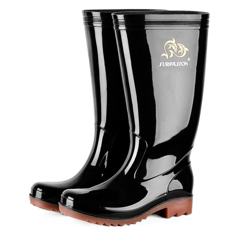 Yuexing 701 Заводские сапоги прямого дождя мужские высокие резиновые сапоги Нескользящие непромокаемые сапоги ПВХ ГОВЯЖЬЯ сухожилия снизу Рабочая водонепроницаемая обувь резиновая обувь