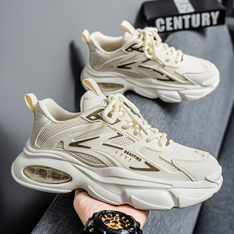 Otoño de los zapatos de hombre 2025 nuevos zapatos transpirables de moda para hombres, zapatos deportivos de suela gruesa, zapatos casuales de carrera de papá