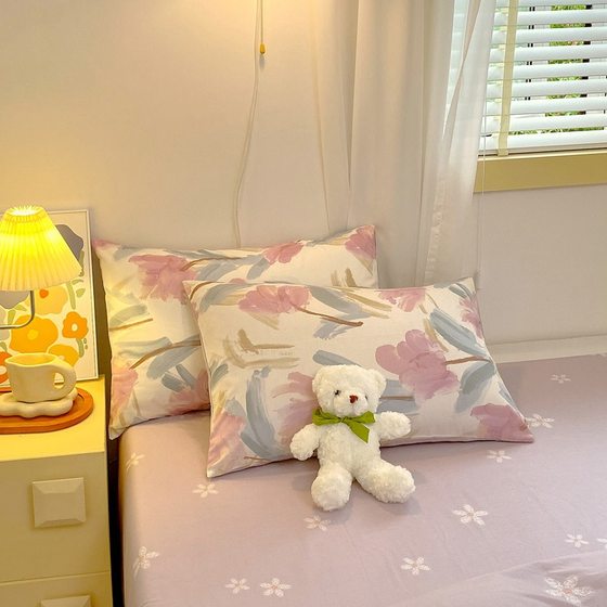Four-piece Bed Set Cotton Nordic Style Four-piece Set 100 Cotton Spring and Autumn Bed Sheet Bed Hat Single Dormitory Kit