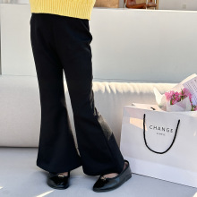 艾摩贝贝春季款童裤儿童韩版修身长裤子女童洋气复古大喇叭裤