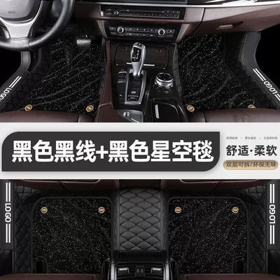 Universal Foot Pad | Blanket Foot Mat - double-layer-package-threshold-model-black-black-floor-mats-black-starry-sky-blanket