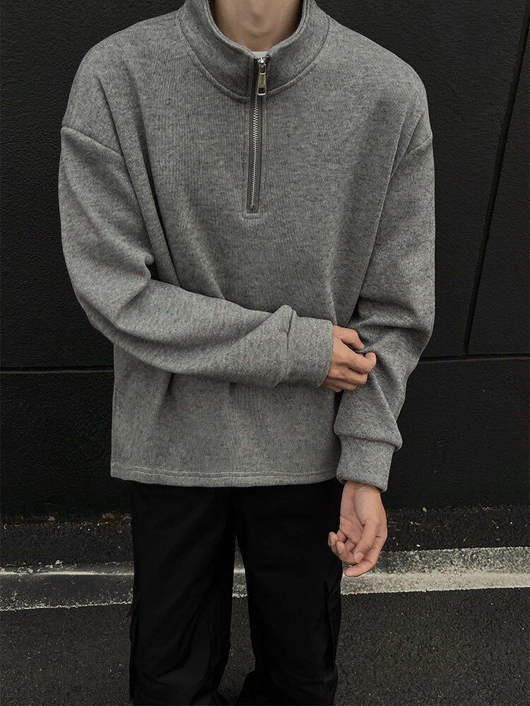 Herr half-zip sweatshirt med fleece i höst och vinter_voghion.com