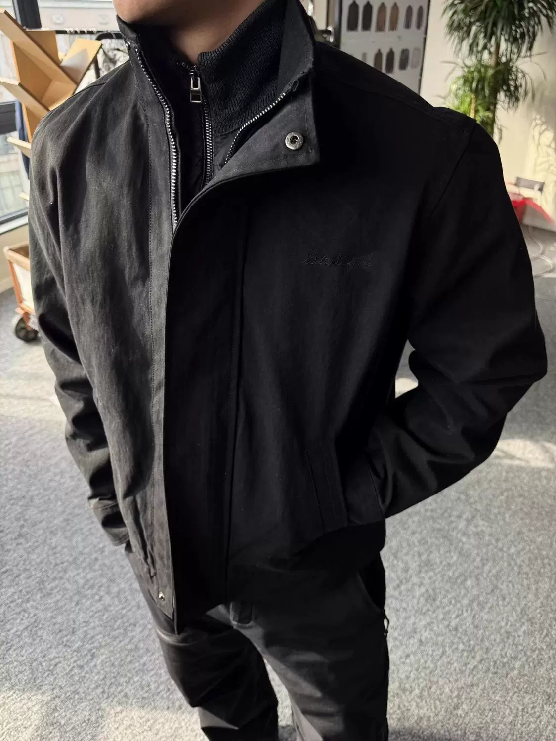 美式猎装夹克男三防立领纯色刺绣秋冬户外百搭痞帅工装外套潮