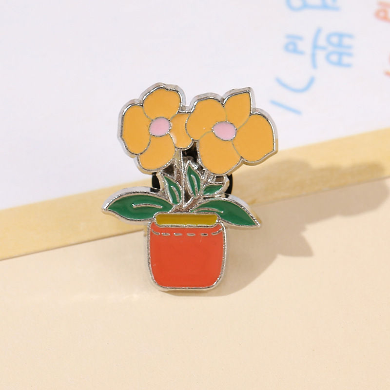 AliExpress enamel brooch potted flower Flower personality badge jewelry cartoon cute plant element exquisite collar pin