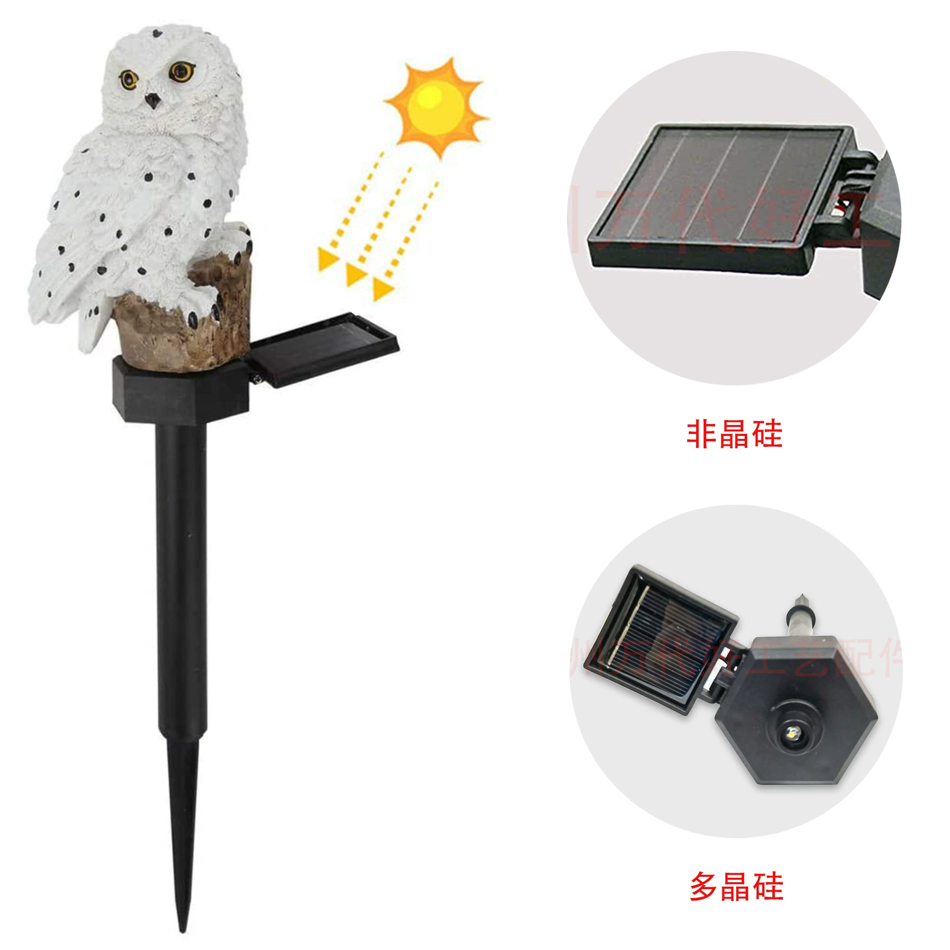Газонная лампа электронные аксессуары смола сова заземляющий штекер украшения Съемный Аморфный Кремний Солнечный шестиугольный батарейный отсек