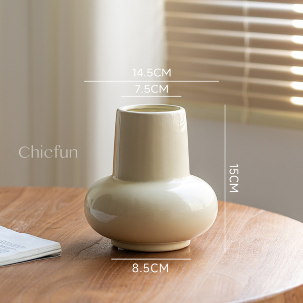 Scandinavian Ins Style Ceramic Vase Table Flower Arrangement Ornaments High-End Niche Accessible Luxury French Vase Ceramic Flower Vessel