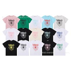 韓国マール半袖レディース夏デイジー花柄トップゴールドハイシルバー同Tシャツ半袖トレンド