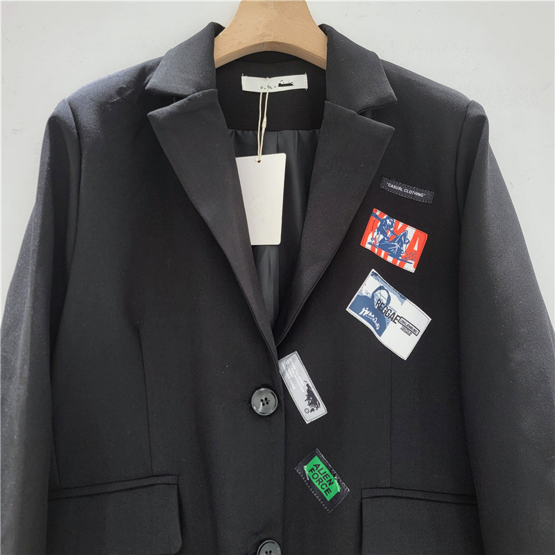 Chaqueta de Traje con Estampado y Parches Poliéster Estampado Decorativo para Primavera y Otoño image 3