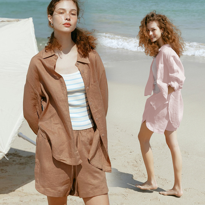 【Clearance Bargain】European and American Style Cotton and Linen Long-Sleeve Sun Protection Shirt, Relaxed Fit, Loose Casual Top for Women, Suitable for Spring and Autumn