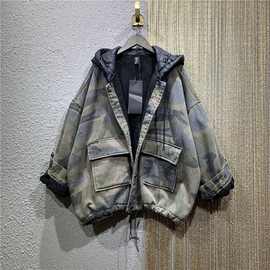 休闲宽松大码外套女装冬季新款连帽羊羔毛复合保暖加厚棉衣