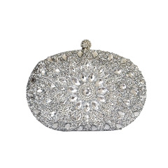 New diamond-studded evening bag fashionable oval water diamond handbag cross-border import evening clutch bag for women