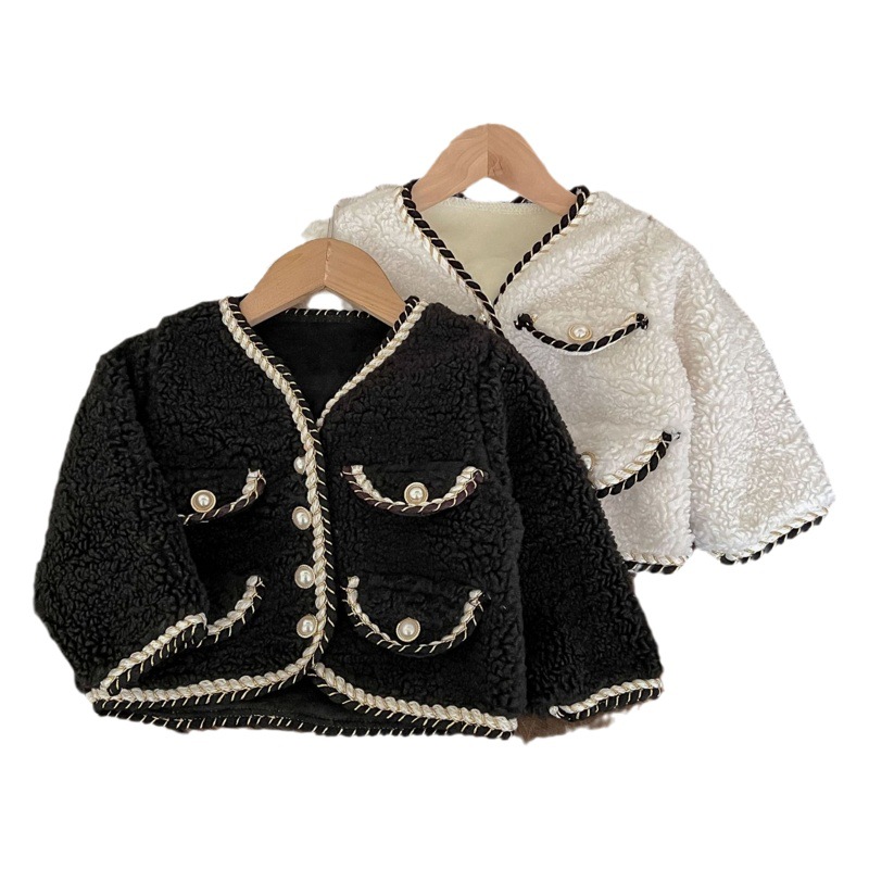 Capa de invierno redonda de la estrella de los niños Ropa de la muchacha caliente del estilo occidental nuevos niños bebé Otoño e Invierno de moda forro polar superior engrosada