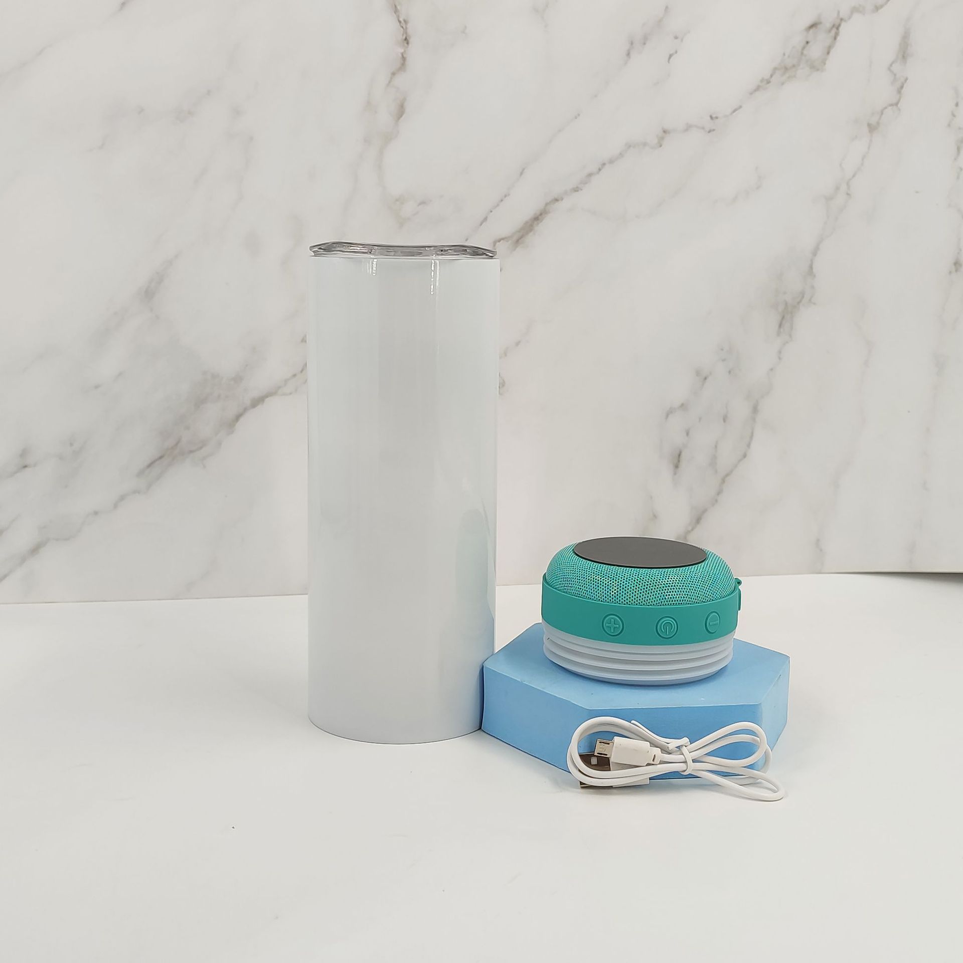 Sublimación música inferior taza recta Altavoz Bluetooth taza 304 Acero inoxidable inteligente música taza recubrimiento blanco inteligente