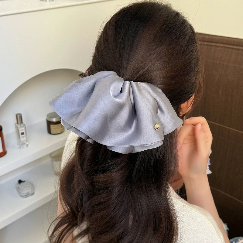 無地サテンリボン後頭部ヘアピン、スーパーフェアリーライト、豪華でファッショナブルなポニーテールクリップ、女性用の甘くてかわいいクリップ|undefined