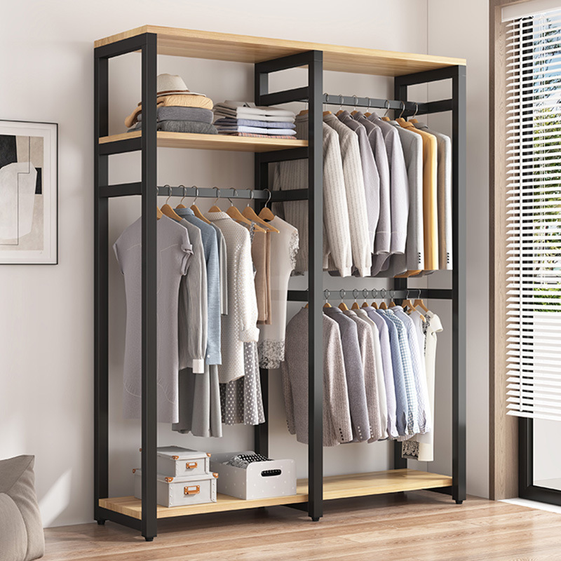 Simple Floor-Standing Home Wardrobe with Integrated Steel Frame Structure for Bedroom, Sturdy and Durable Wardrobe, Small Apartment Storage Cabinet.