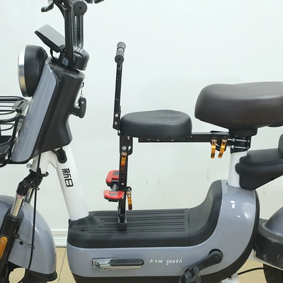 Electric car child seat, Child Seat, Front-Mounted Battery - black-seat-folding-armrest-pedal