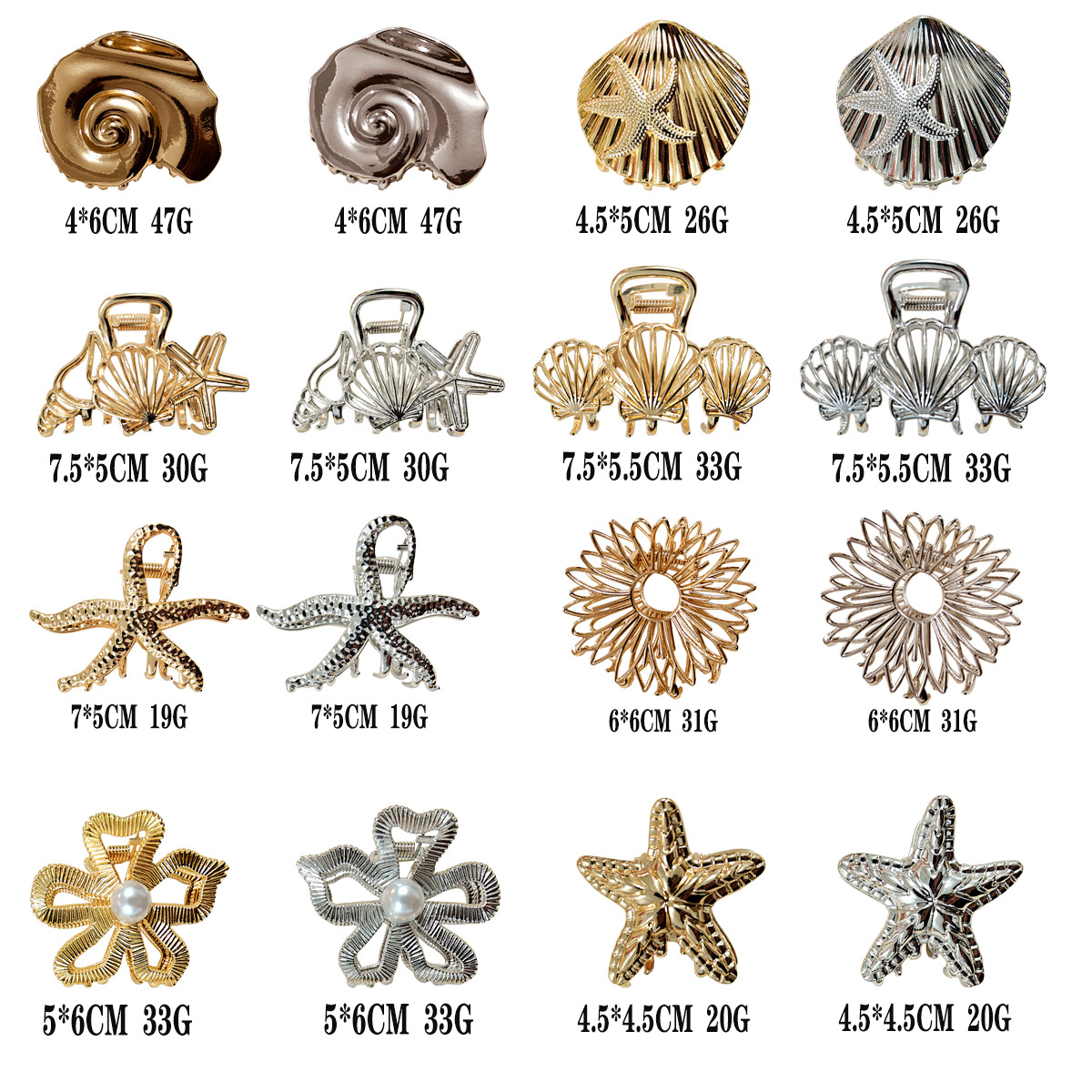 Vintage haarclip met schelp geometrisch design voor dames_voghion.com